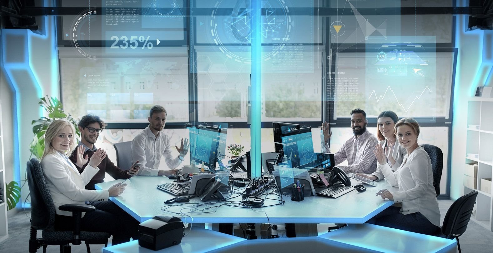 Smart Level engineers reviewing a project with a client